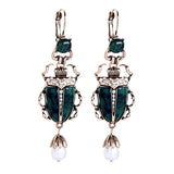 Crystal Encrusted Emerald Scarab Earrings