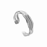 Wide Organic Silver Adjustable Cuff