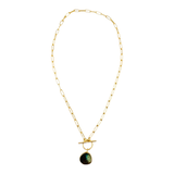 14k Gold Vermeil Paperclip Chain with Labradorite Pendant