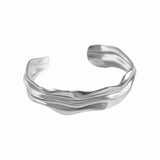 Wide Organic Silver Adjustable Cuff