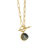 14k Gold Vermeil Paperclip Chain with Labradorite Pendant