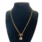 14k Gold Vermeil Paperclip Chain with Labradorite Pendant