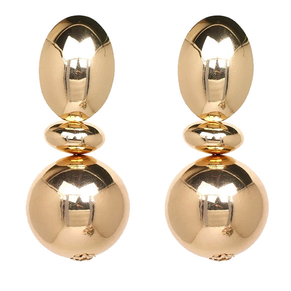 Chunky Retro Ball Earrings in Gold