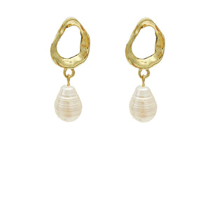 Gold Vermeil Hoop with Pearl Drop Earrings
