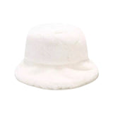 Faux Fur Bucket Hat in White