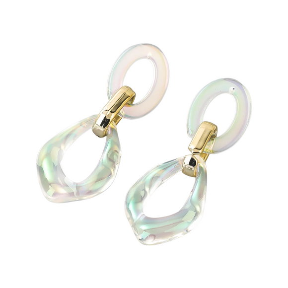Transparent + Gold Link Drop Earrings