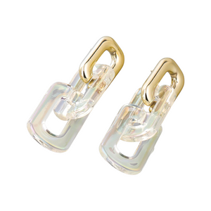 Transparent+ Gold Link Double Drop Earrings
