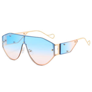 J+F Frameless Aviator in Cyan/Pink Sunglasses