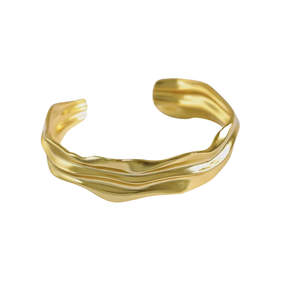 Wide Organic 14k Gold Vermeil Adjustable Cuff