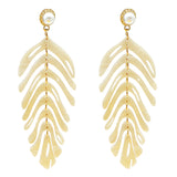 Leaves with Pearl Earrings in Mother of Pearl
