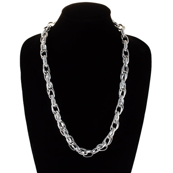 Modern Rope Link Necklace in Silver