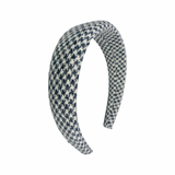 Small Shimmering Houndstooth Headband in Grey + White