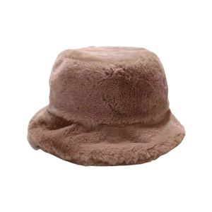 Faux Fur Bucket Hat in Tan