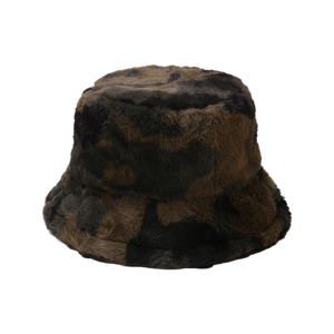 Faux Fur Bucket Hat in Camo