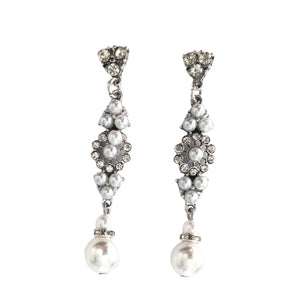 Crystal Pearl Snowflake Pearl Drop Earrings