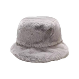 Faux Fur Bucket Hat in Light Grey