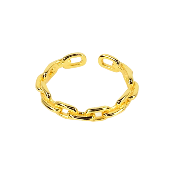 Chain Link 14k Gold Vermeil Adjustable Ring