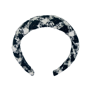 Large Plaid Headband in Black + White