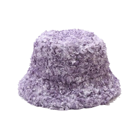 Faux Lambs Wool Bucket Hat in Lavender