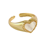Moonstone 14k Gold Vermeil Heart Adjustable Ring