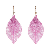 Double Layered Hot Pink Leaf Earrings