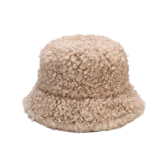 Faux Lambs Wool Bucket Hat in Chai