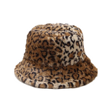 Faux Fur Bucket Hat in Animal Print