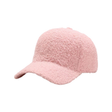 Faux Lambs Wool Baseball Hat in Light Pink