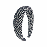 Small Shimmering Houndstooth Headband in Black + White