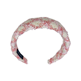 Large Plaid Headband in Pink + White