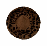 Snow Leopard Dark Brown Wool Beret