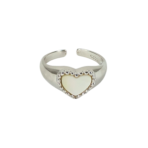 Moonstone Sterling Silver Heart Adjustable Ring