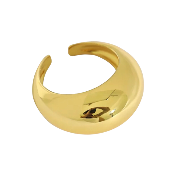 Arched Thick Dome 14k Gold Vermeil Adjustable Ring