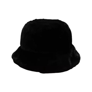 Faux Fur Bucket Hat in Black