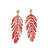 Leaves with Pearl Earrings in Red