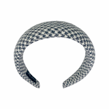 Small Shimmering Houndstooth Headband in Grey + White
