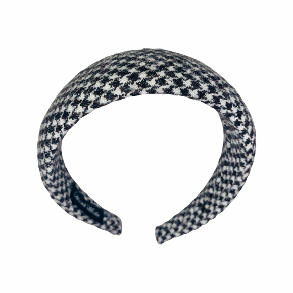 Small Shimmering Houndstooth Headband in Black + White