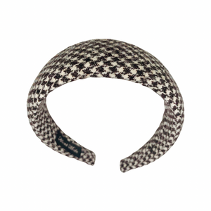 Small Shimmering Houndstooth Headband in Dark Brown + White