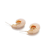Pearl Studded Huggie Earrings