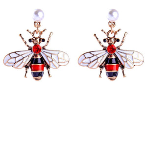 Ruby Red Bee Earrings